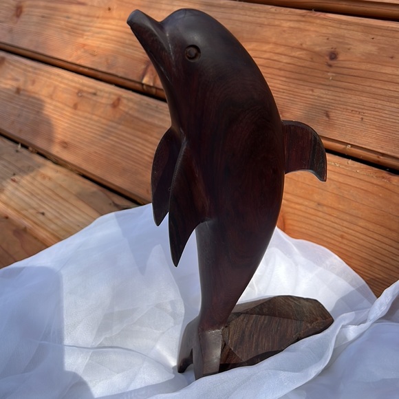Ironwood Hand Carved Dolphin Sculpture 12.5” tall/Dolphin Sculpture/ Dolphin Art - Picture 6 of 10